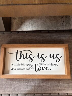 This Is Us Wood Framed Wall Sign - White & Natural (15x8”)